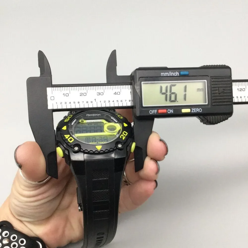 Armitron Pro Sport Digital Watch Men Black Neon Yellow Day Date 100M New Battery - Picture 12 of 14